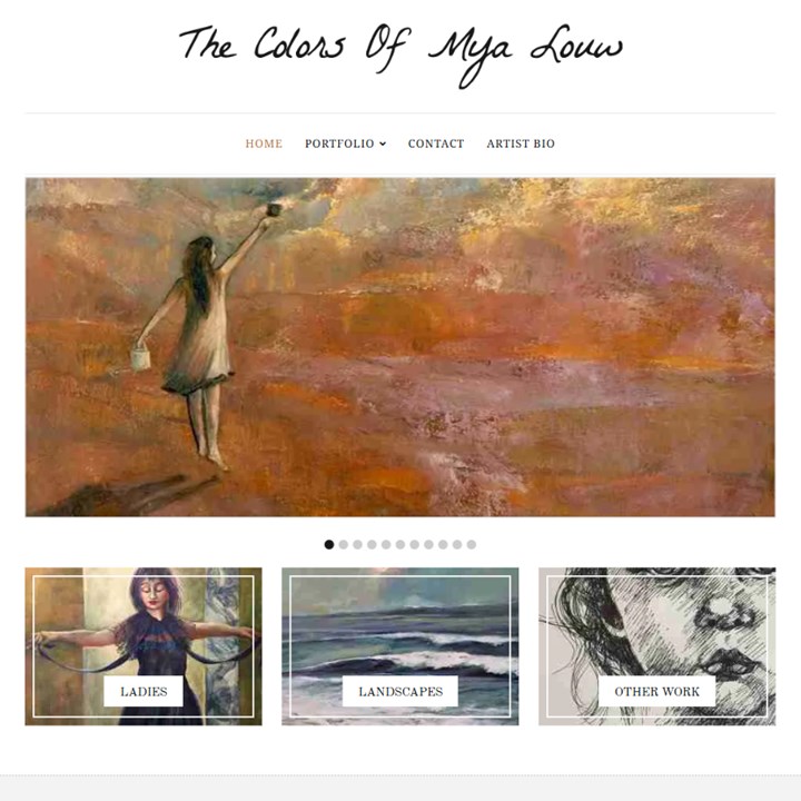 Screenshot from the colors of mya louw website for the portfolio gallery slider