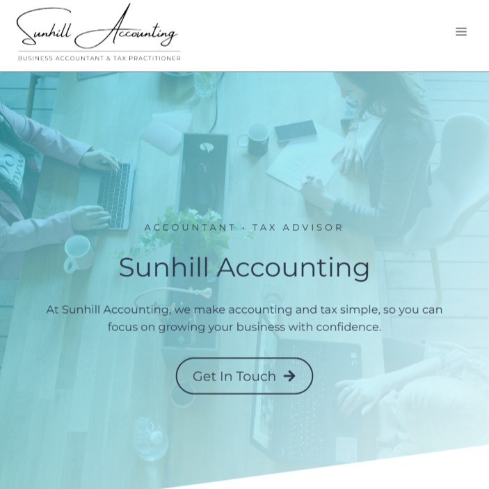 Screenshot from the sunhill accounting website for the portfolio gallery slider