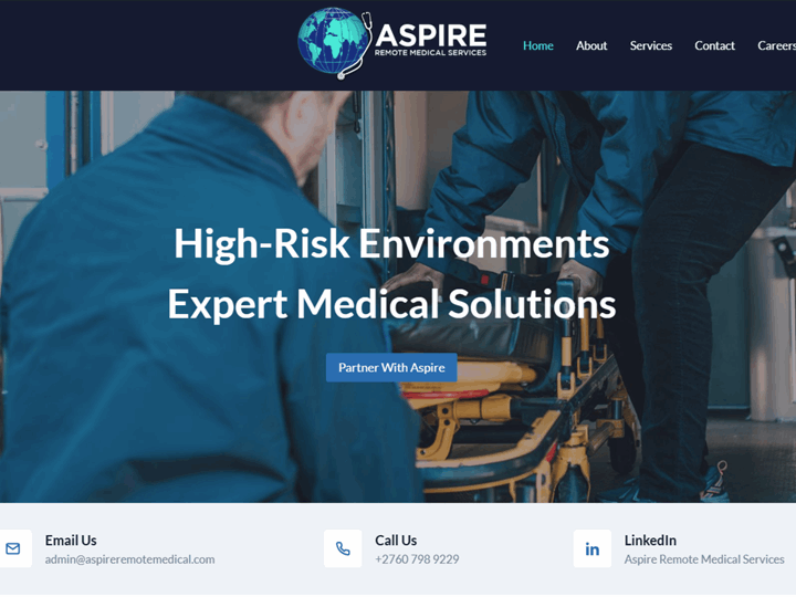 Marketing website developed for a remote medical services company.