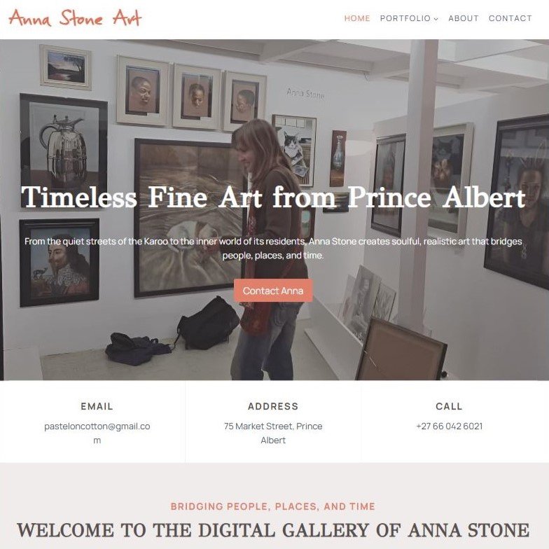 Screenshot from Anna Stone Art Gallery website for the portfolio gallery slider
